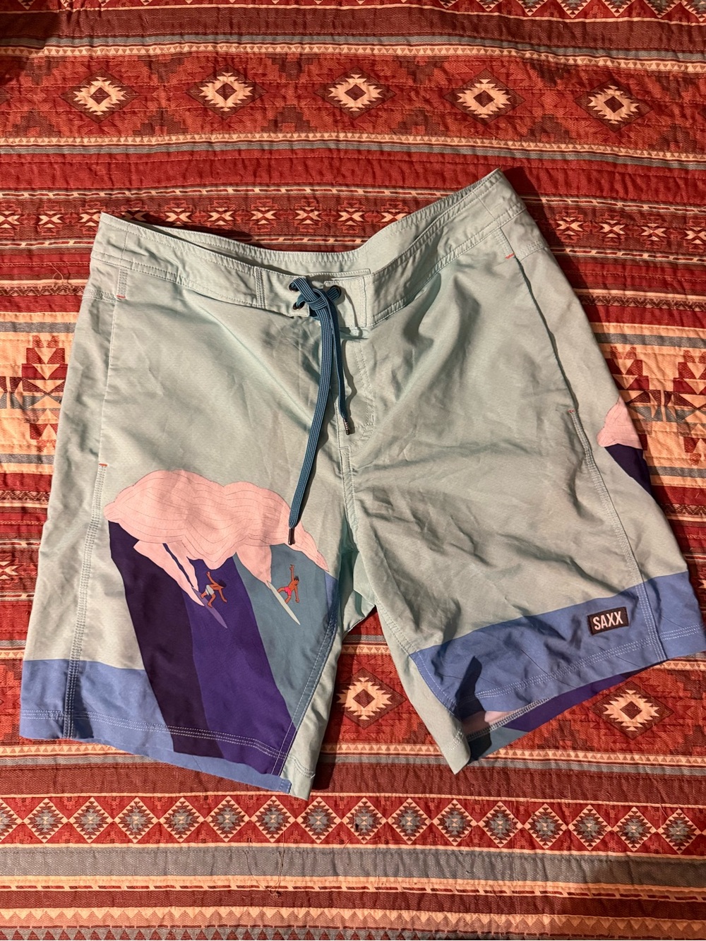 Saxx Light Blue Swim Board Shorts